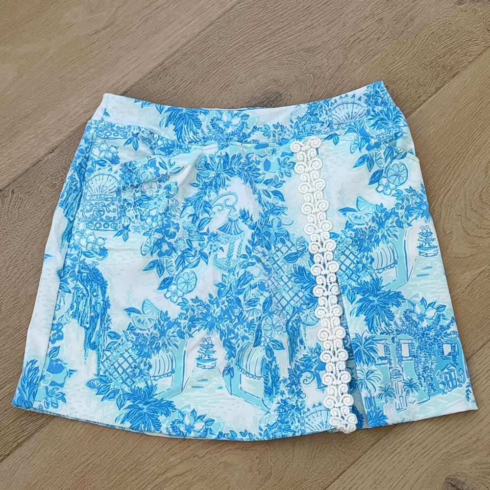 Lilly Pulitzer Blue and White Mini Skirt